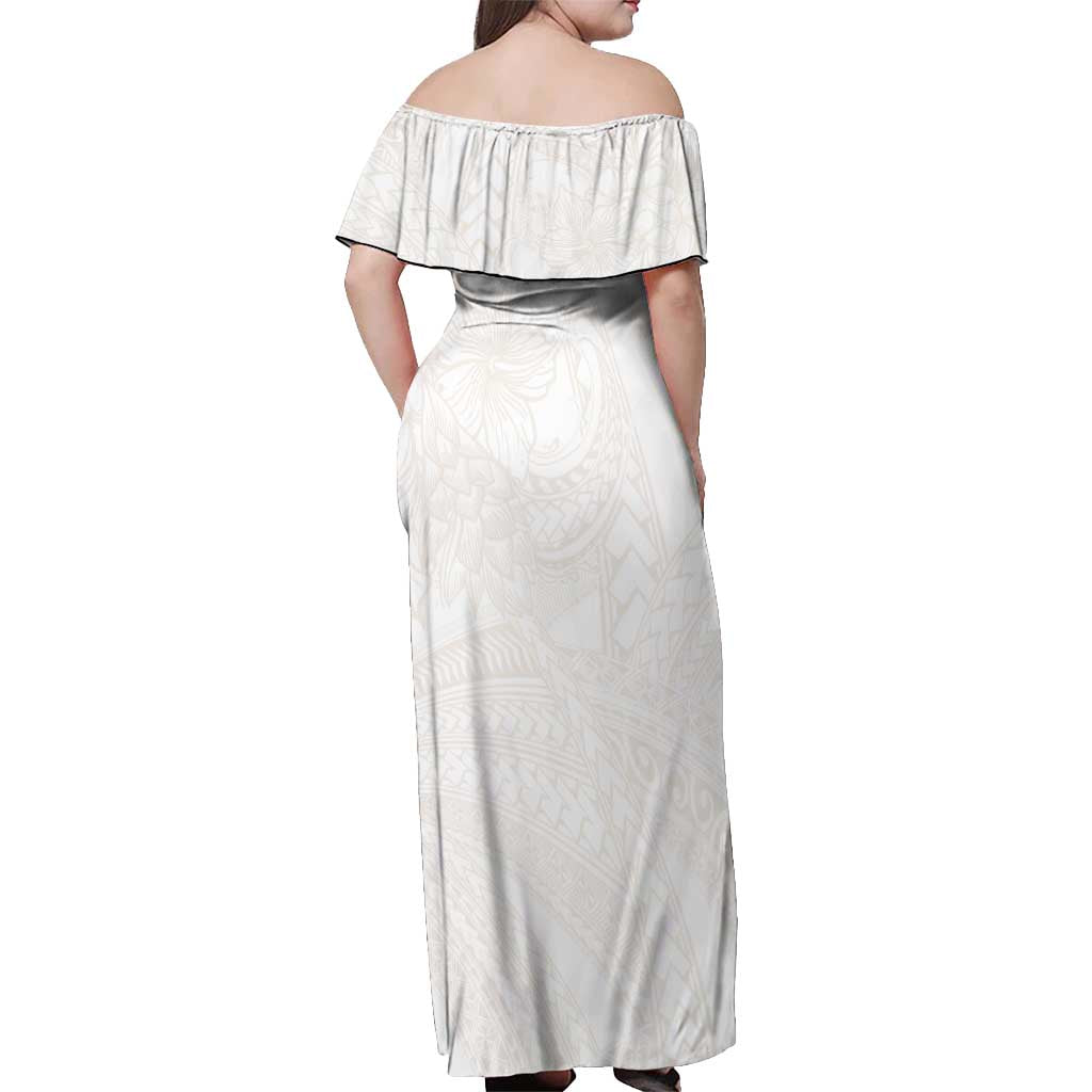 Samoa Lotu Tamaiti Ivory Off Shoulder Maxi Dress Teuila Tatau - Polynesian Pride