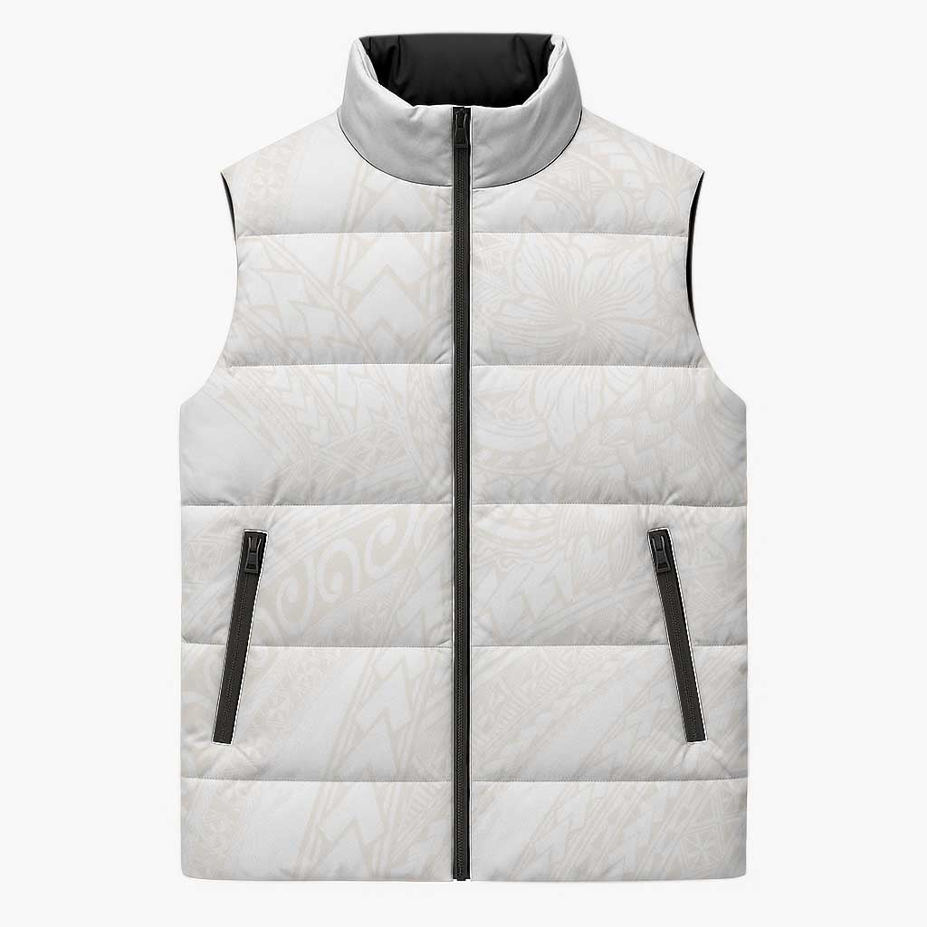 Samoa Lotu Tamaiti Ivory Sleeveless Puffer Jacket Teuila Tatau - Polynesian Pride