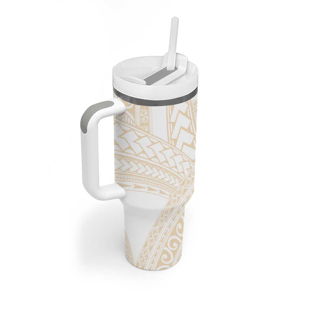Samoa Lotu Tamaiti Ivory Tumbler With Handle Teuila Tatau - Polynesian Pride