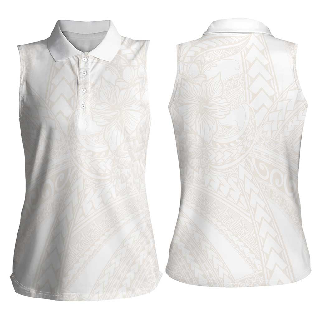 Samoa Lotu Tamaiti Ivory Women Sleeveless Polo Shirt Teuila Tatau - Polynesian Pride