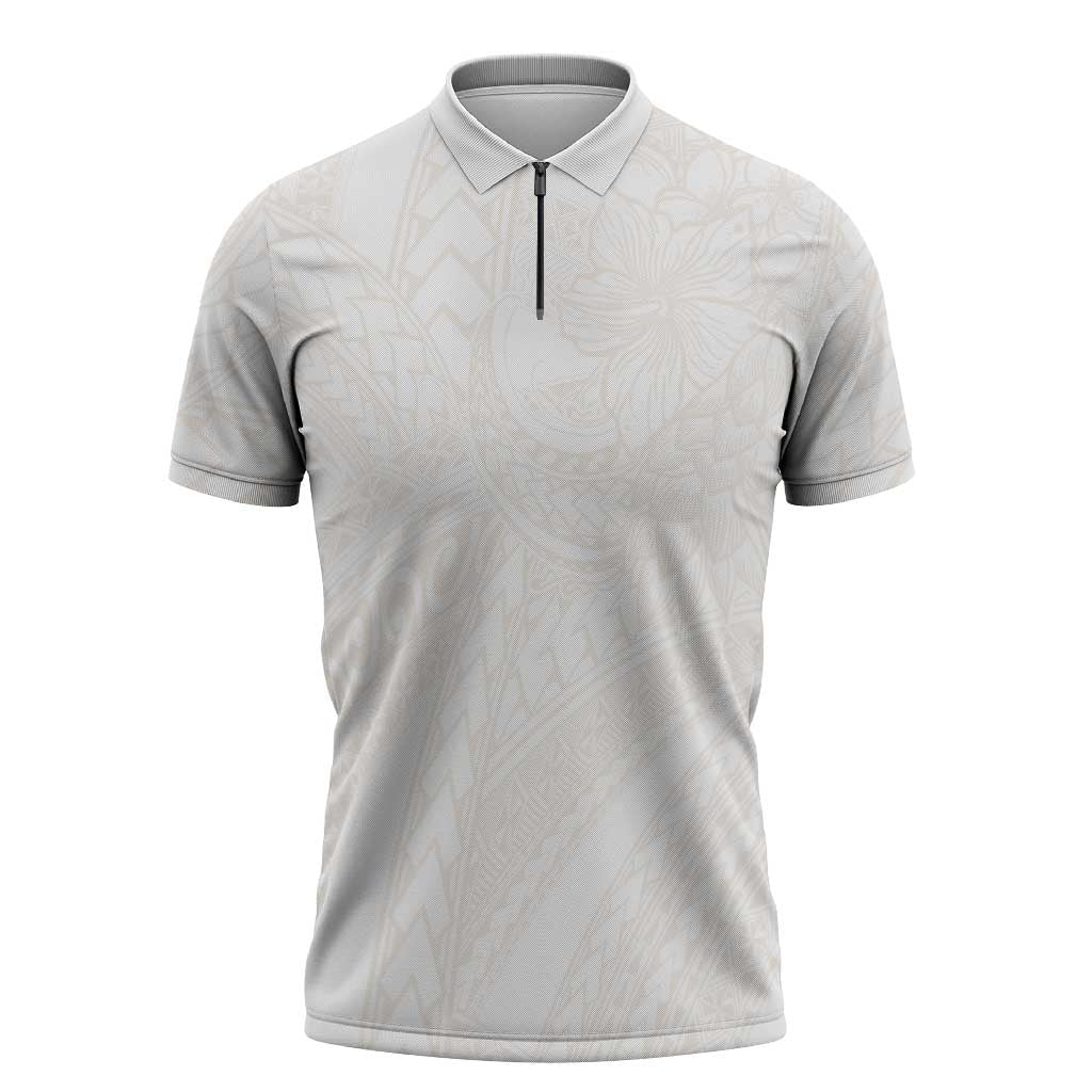 Samoa Lotu Tamaiti Ivory Zipper Polo Shirt Teuila Tatau - Polynesian Pride