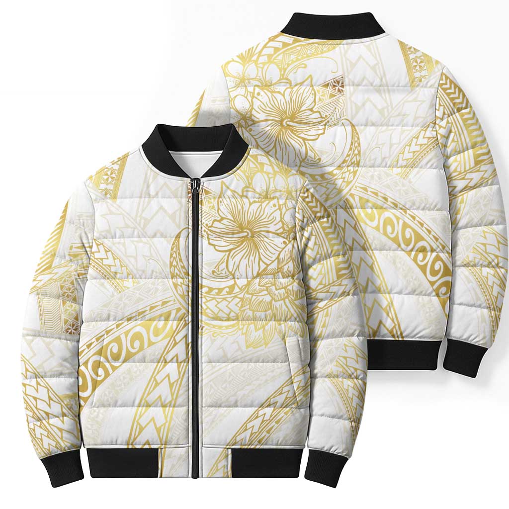 Samoa Lotu Tamaiti Gold Bomber Puffer Jacket Teuila Tatau - Polynesian Pride