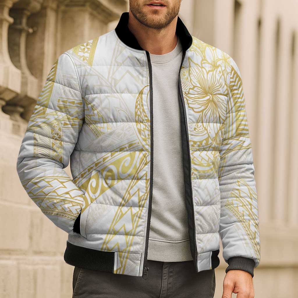 Samoa Lotu Tamaiti Gold Bomber Puffer Jacket Teuila Tatau - Polynesian Pride