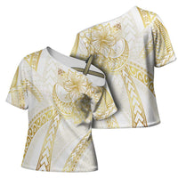 Samoa Lotu Tamaiti Gold Cross Shoulder Shirt Teuila Tatau - Polynesian Pride