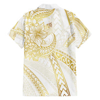Samoa Lotu Tamaiti Gold Family Matching Off Shoulder Maxi Dress and Hawaiian Shirt Teuila Tatau - Polynesian Pride