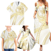 Samoa Lotu Tamaiti Gold Family Matching Summer Maxi Dress and Hawaiian Shirt Teuila Tatau - Polynesian Pride