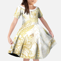 Samoa Lotu Tamaiti Gold Kid Short Sleeve Dress Teuila Tatau - Polynesian Pride
