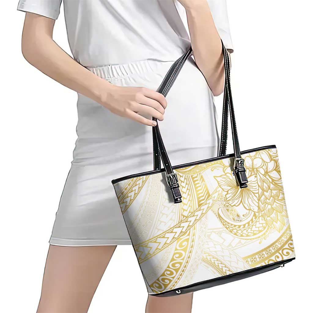 Samoa Lotu Tamaiti Gold Leather Tote Bag Teuila Tatau LT7 - Polynesian Pride