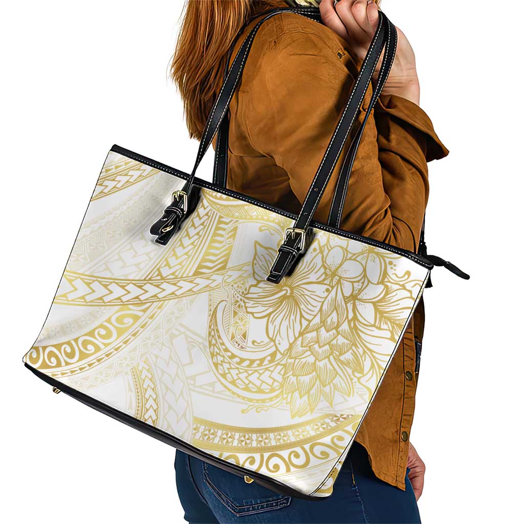 Samoa Lotu Tamaiti Gold Leather Tote Bag Teuila Tatau LT7 - Polynesian Pride
