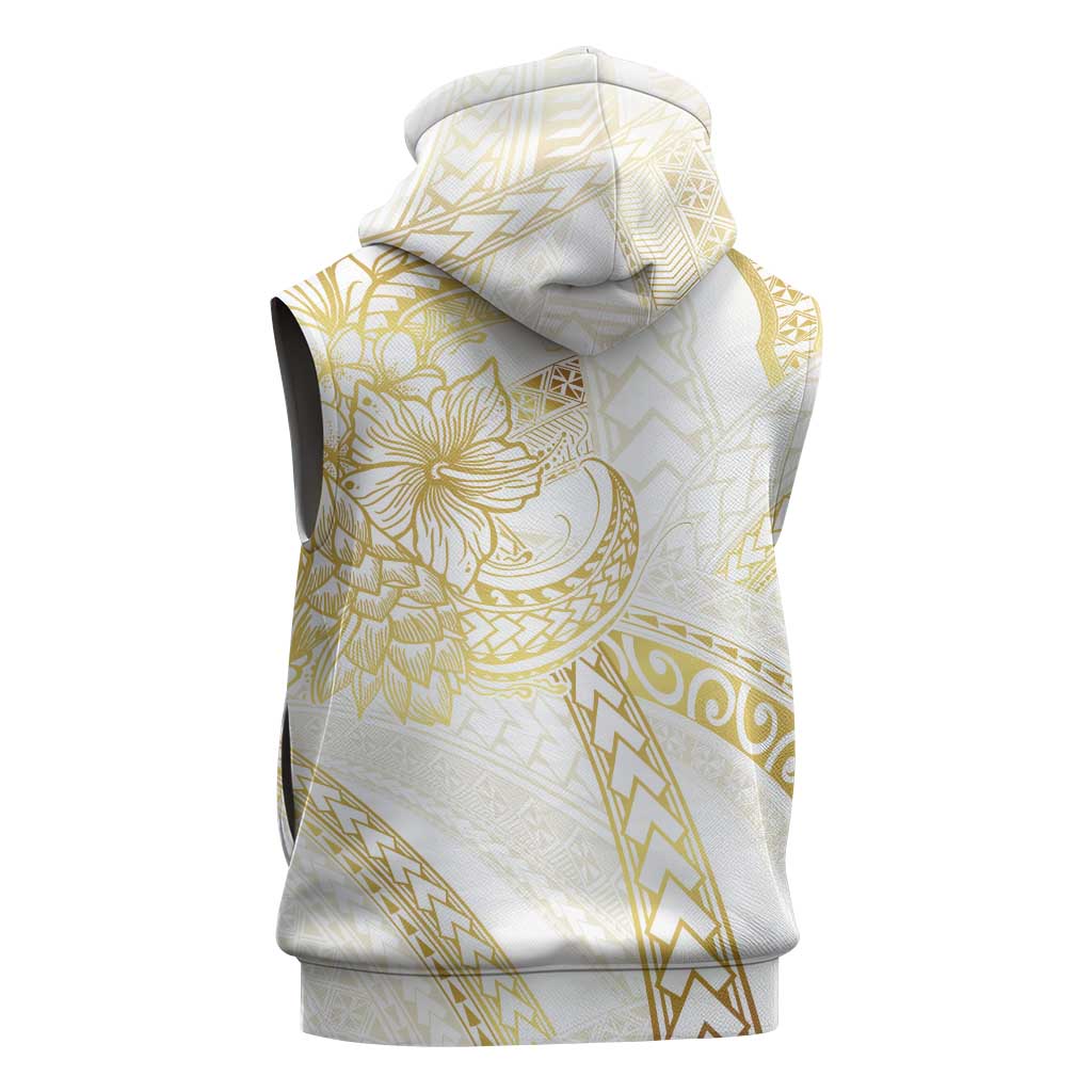 Samoa Lotu Tamaiti Gold Sleeveless Zip Hoodie Teuila Tatau - Polynesian Pride