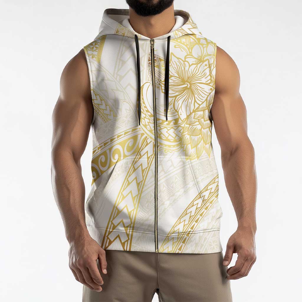 Samoa Lotu Tamaiti Gold Sleeveless Zip Hoodie Teuila Tatau - Polynesian Pride