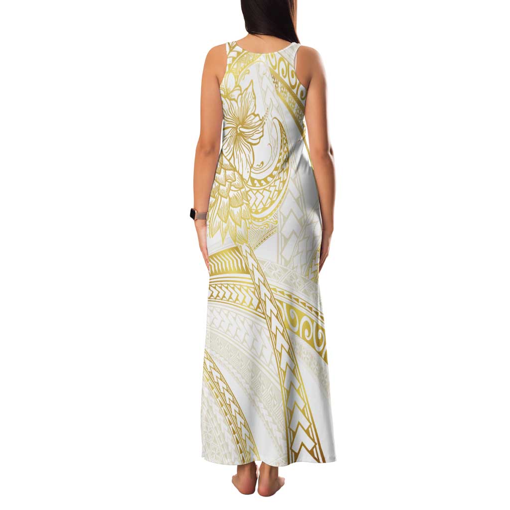 Samoa Lotu Tamaiti Gold Tank Maxi Dress Teuila Tatau - Polynesian Pride
