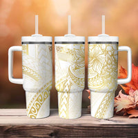 Samoa Lotu Tamaiti Gold Tumbler With Handle Teuila Tatau - Polynesian Pride