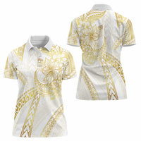 Samoa Lotu Tamaiti Gold Women Polo Shirt Teuila Tatau - Polynesian Pride