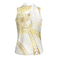 Samoa Lotu Tamaiti Gold Women Sleeveless Polo Shirt Teuila Tatau - Polynesian Pride