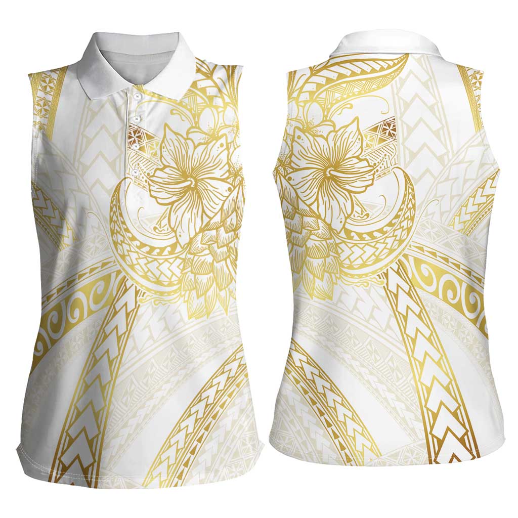 Samoa Lotu Tamaiti Gold Women Sleeveless Polo Shirt Teuila Tatau - Polynesian Pride