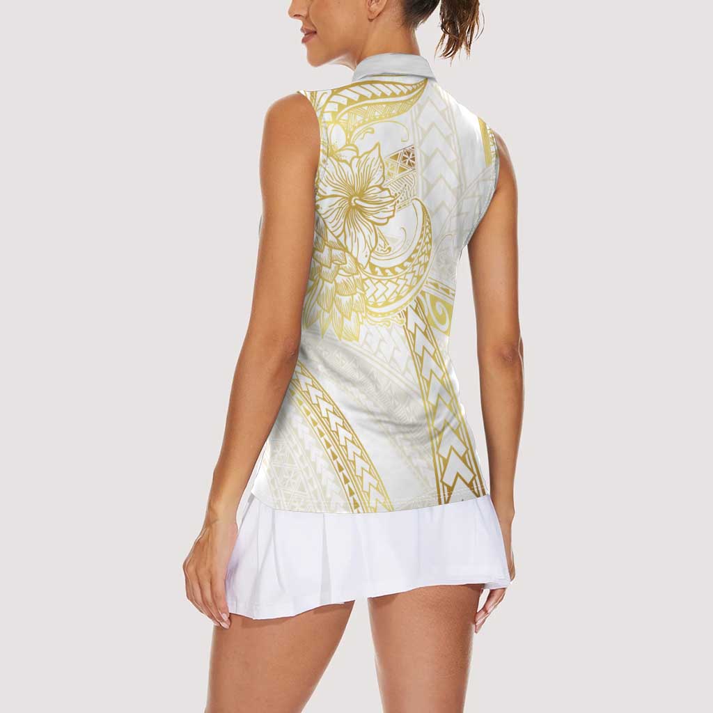 Samoa Lotu Tamaiti Gold Women Sleeveless Polo Shirt Teuila Tatau - Polynesian Pride
