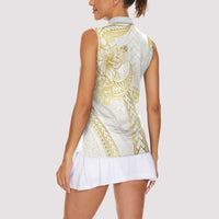 Samoa Lotu Tamaiti Gold Women Sleeveless Polo Shirt Teuila Tatau - Polynesian Pride