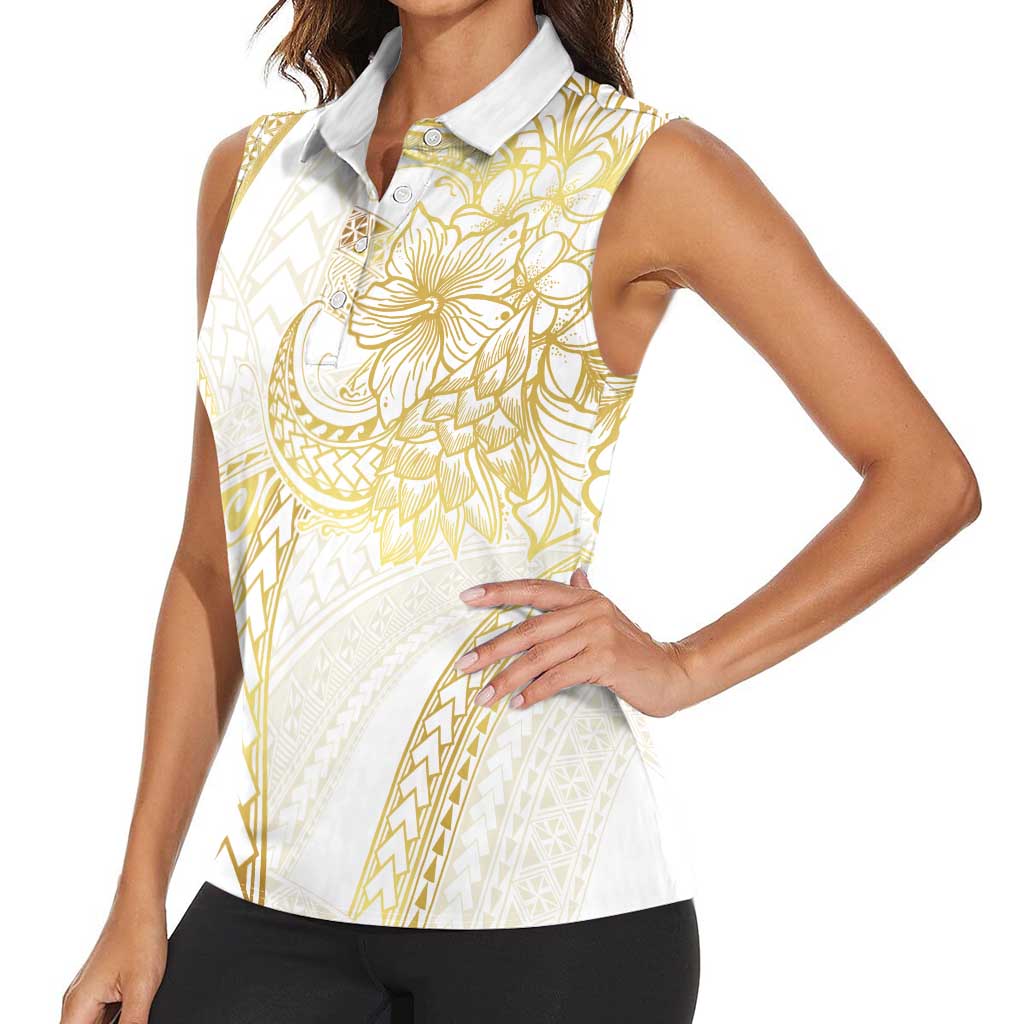 Samoa Lotu Tamaiti Gold Women Sleeveless Polo Shirt Teuila Tatau - Polynesian Pride