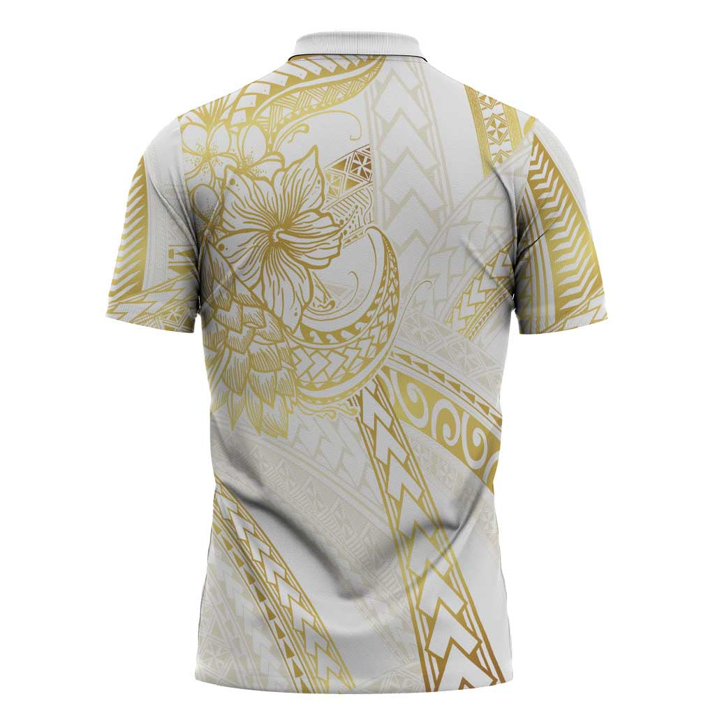 Samoa Lotu Tamaiti Gold Zipper Polo Shirt Teuila Tatau - Polynesian Pride