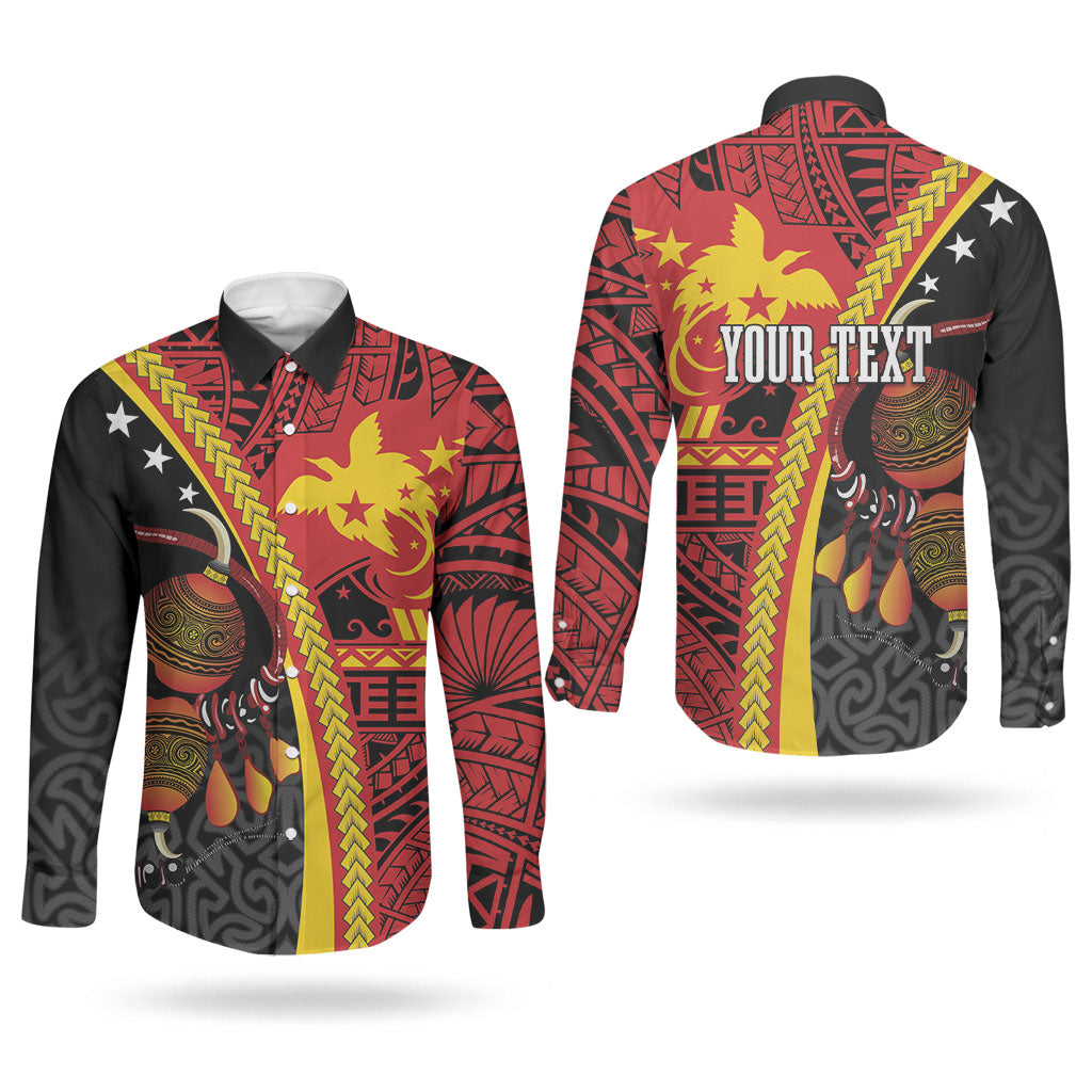 Papua New Guinea Independence Personalised Couples Matching Mermaid Dress and Long Sleeve Button Shirt PNG Bagi and Lime Pot LT7 - Polynesian Pride