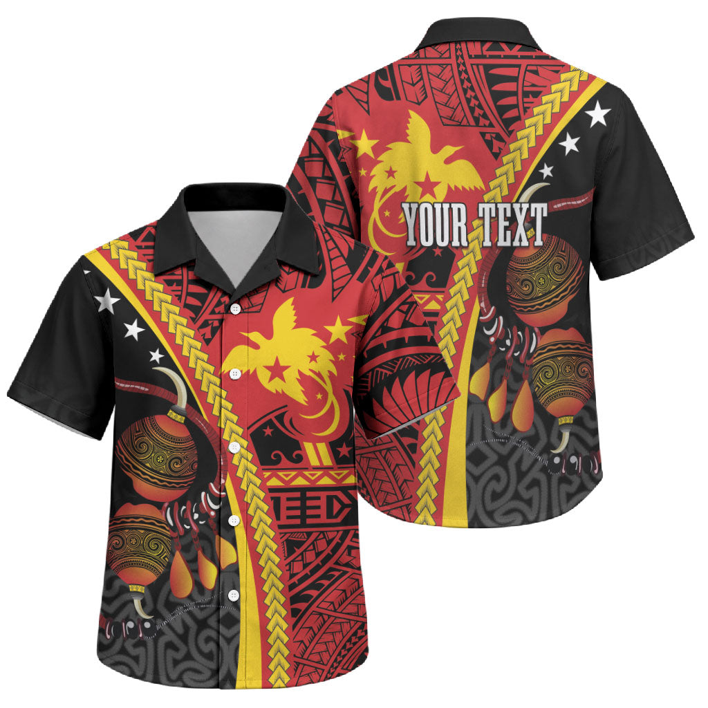 Papua New Guinea Independence Personalised Family Matching Off The Shoulder Long Sleeve Dress and Hawaiian Shirt PNG Bagi and Lime Pot LT7 Son's Shirt Black - Polynesian Pride