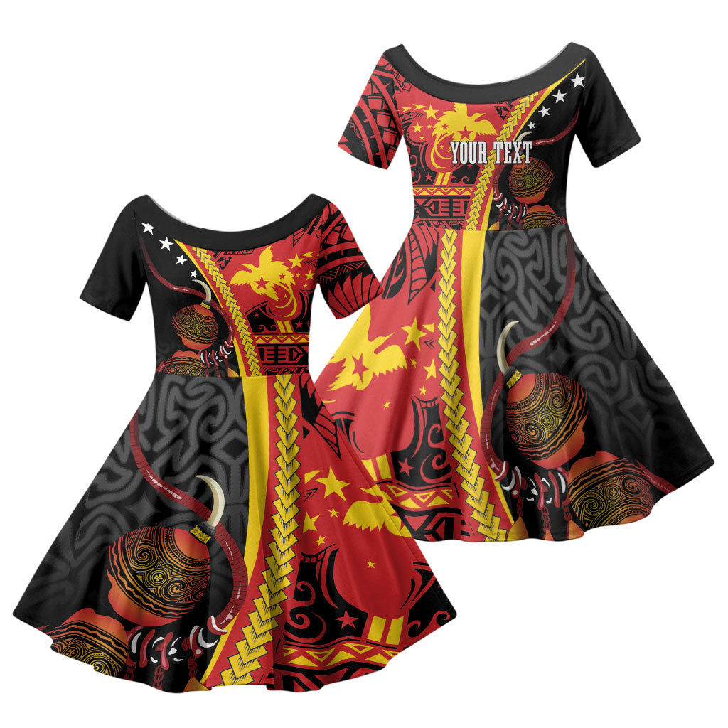 Papua New Guinea Independence Personalised Family Matching Tank Maxi Dress and Hawaiian Shirt PNG Bagi and Lime Pot LT7 Daughter's Dress Black - Polynesian Pride