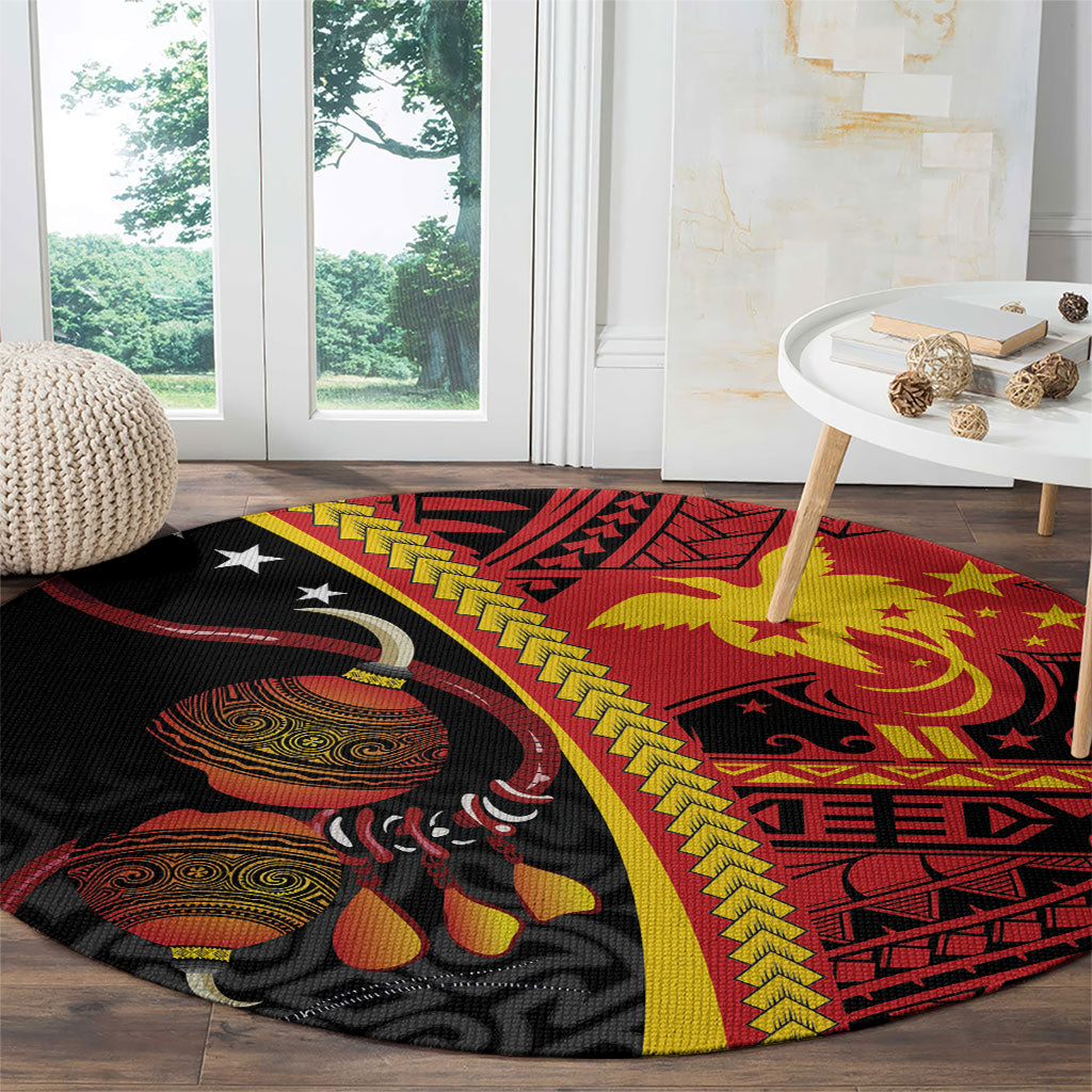 Papua New Guinea Independence Round Carpet PNG Bagi and Lime Pot LT7 - Polynesian Pride