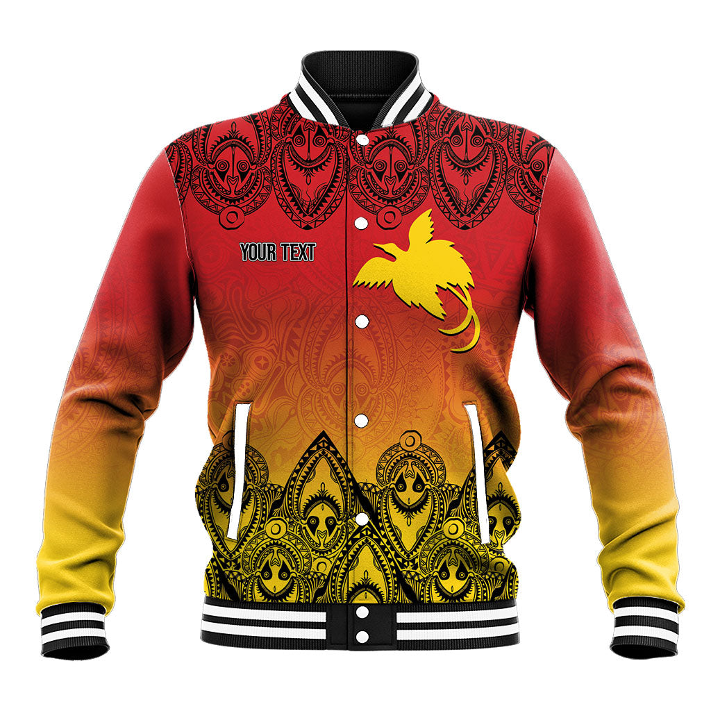 Papua New Guinea 1975 To The Future Personalised Baseball Jacket Sepik Masks LT7 Unisex Red - Polynesian Pride