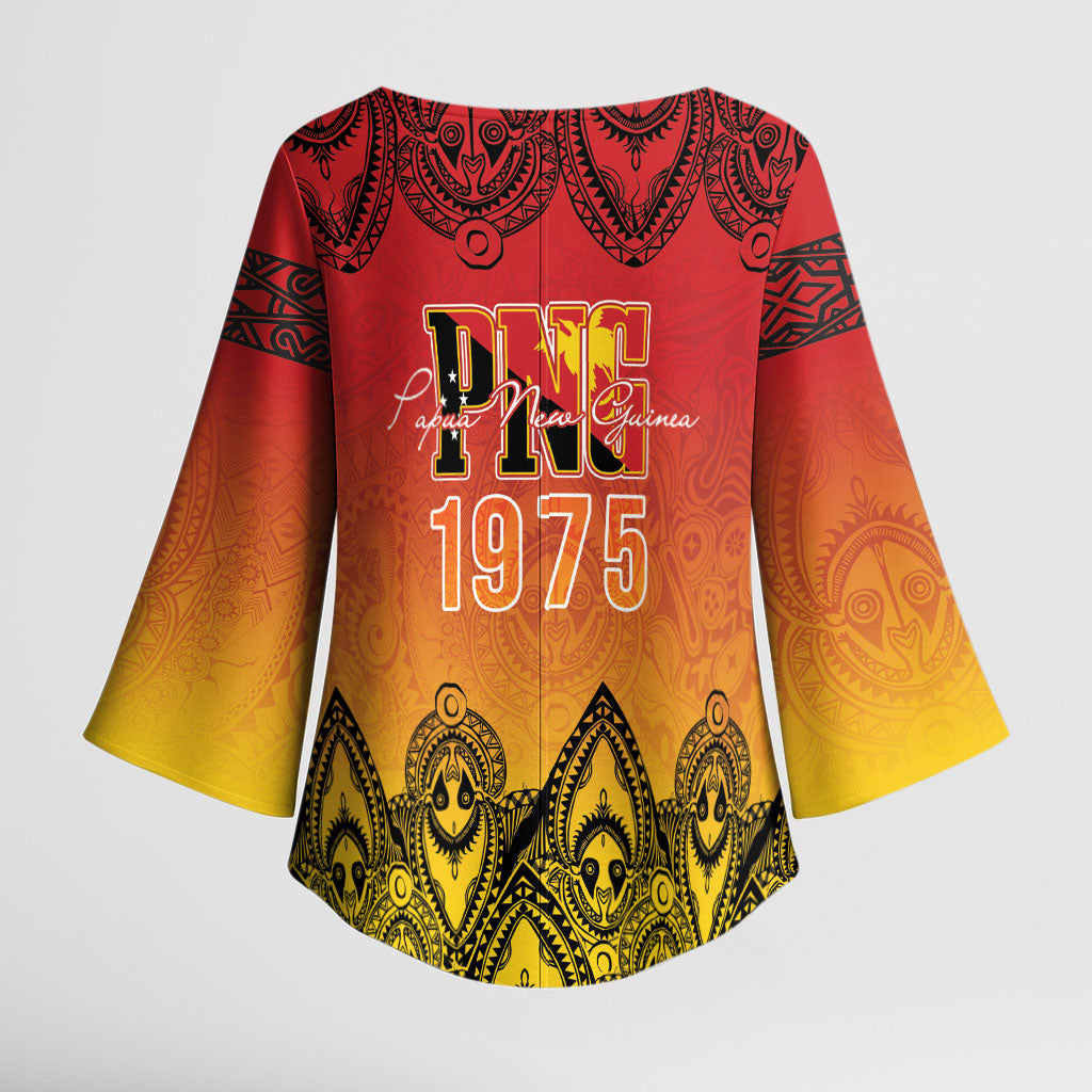 Papua New Guinea 1975 To The Future Personalised Kimono Sleeve Blouse Sepik Masks LT7 - Polynesian Pride