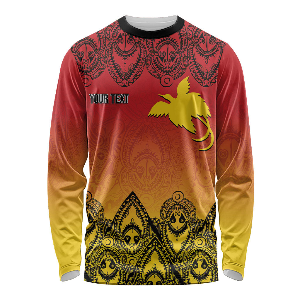 Papua New Guinea 1975 To The Future Personalised Long Sleeve Shirt Sepik Masks LT7 Unisex Red - Polynesian Pride