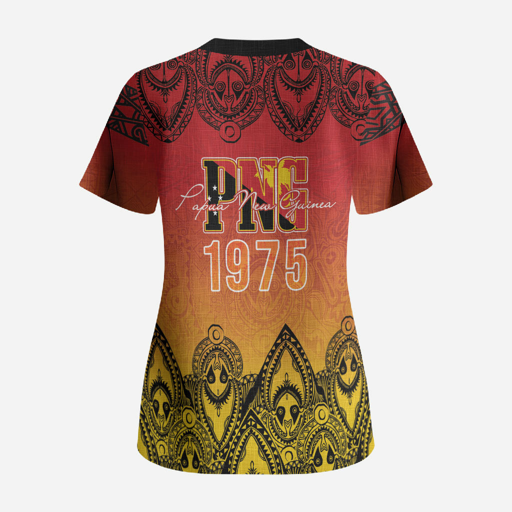 Papua New Guinea 1975 To The Future Personalised Scrub Top Sepik Masks LT7 - Polynesian Pride