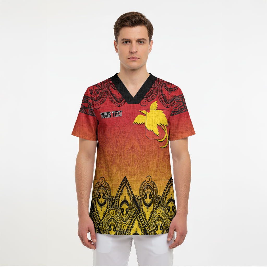 Papua New Guinea 1975 To The Future Personalised Scrub Top Sepik Masks LT7 - Polynesian Pride