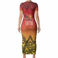 Papua New Guinea 1975 To The Future Personalised Short Sleeve Bodycon Dress Sepik Masks LT7 - Polynesian Pride