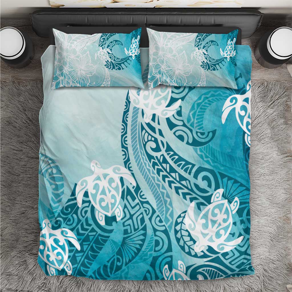 Polynesia Turtle Bedding Set Watercolor Abstract Style