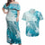 Polynesia Turtle Couples Matching Off Shoulder Maxi Dress and Hawaiian Shirt Watercolor Abstract Style