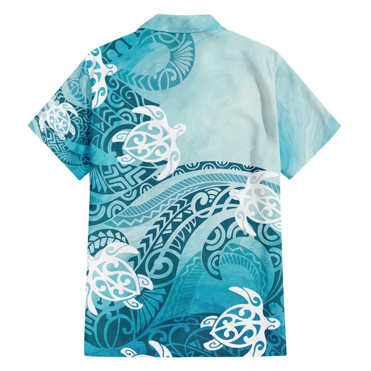 Polynesia Turtle Family Matching Off The Shoulder Long Sleeve Dress and Hawaiian Shirt Watercolor Abstract Style