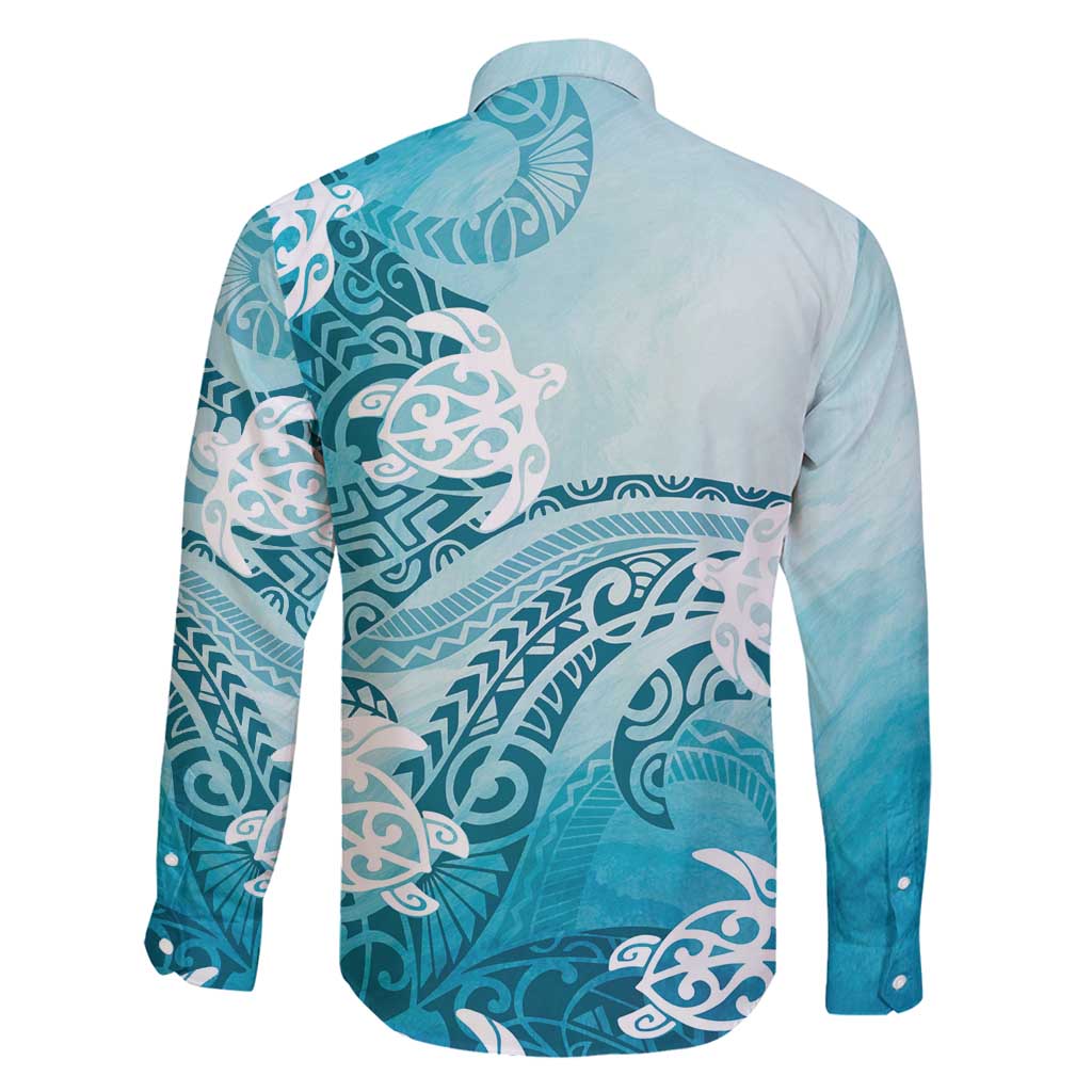 Polynesia Turtle Family Matching Tank Maxi Dress and Hawaiian Shirt Watercolor Abstract Style