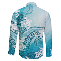 Polynesia Turtle Family Matching Tank Maxi Dress and Hawaiian Shirt Watercolor Abstract Style