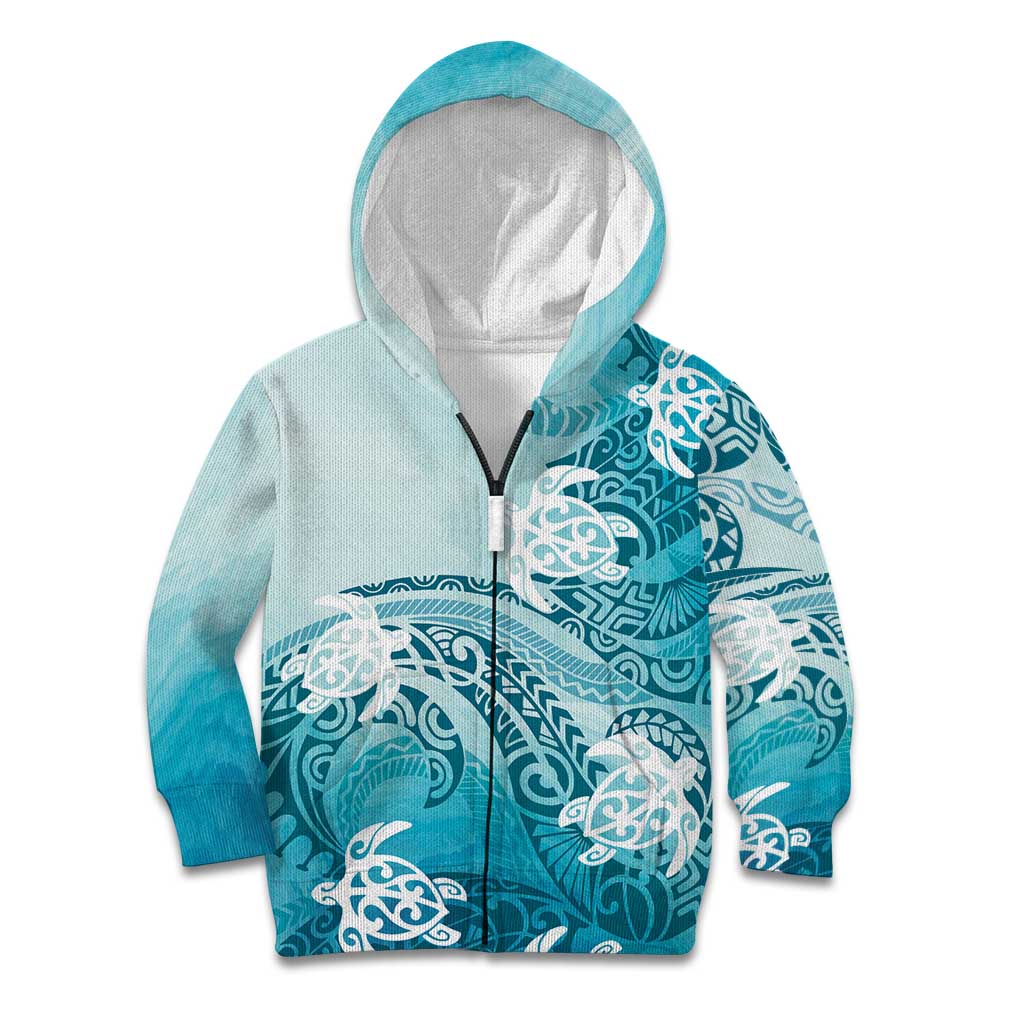 Polynesia Turtle Kid Hoodie Watercolor Abstract Style
