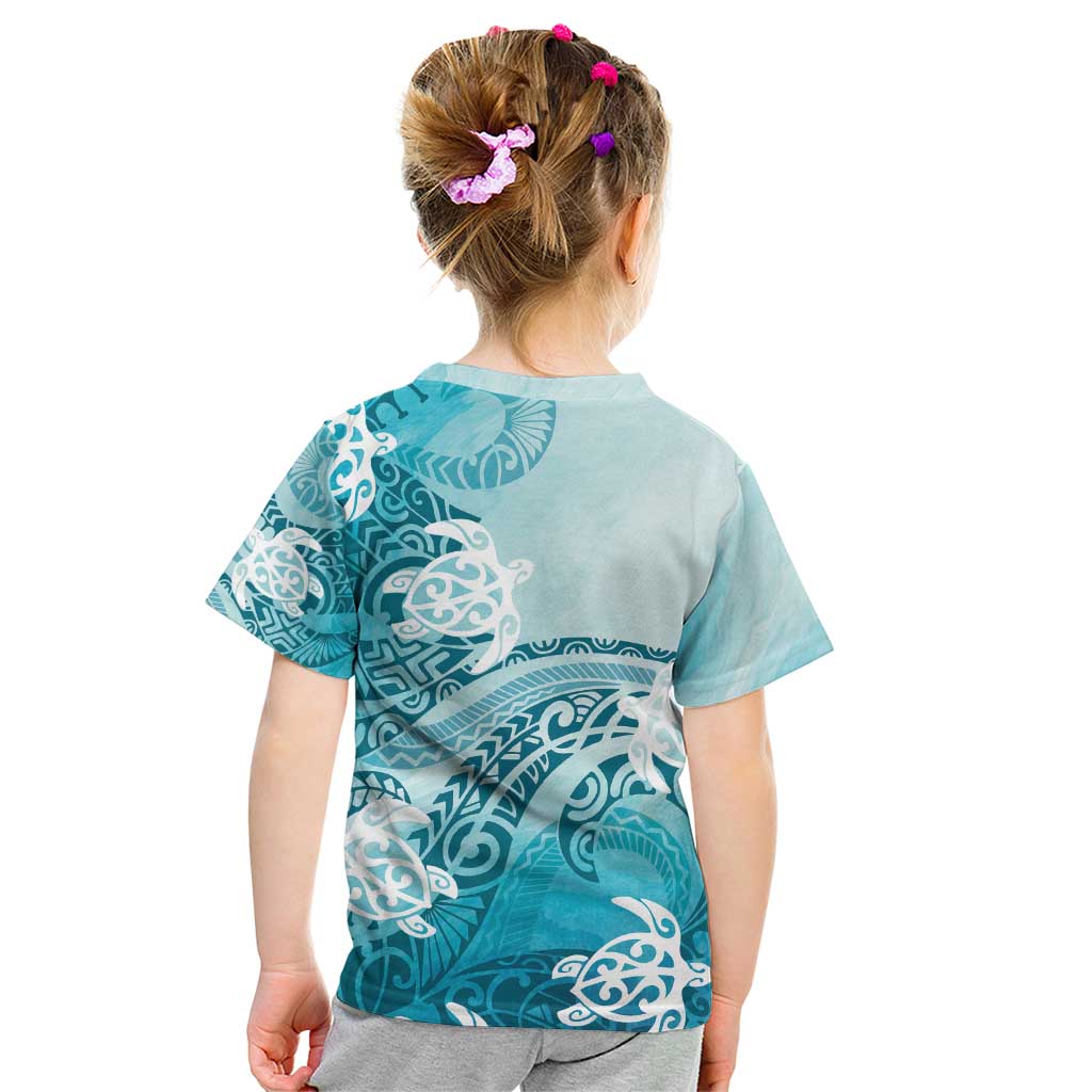 Polynesia Turtle Kid T Shirt Watercolor Abstract Style