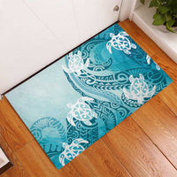 Polynesia Turtle Rubber Doormat Watercolor Abstract Style