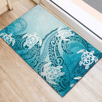 Polynesia Turtle Rubber Doormat Watercolor Abstract Style