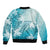 Polynesia Turtle Sleeve Zip Bomber Jacket Watercolor Abstract Style