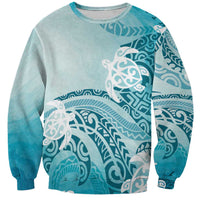 Polynesia Turtle Sweatshirt Watercolor Abstract Style