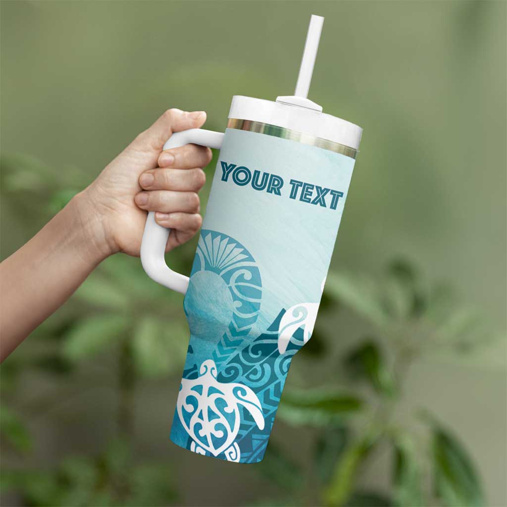 Polynesia Turtle Tumbler With Handle Watercolor Abstract Style