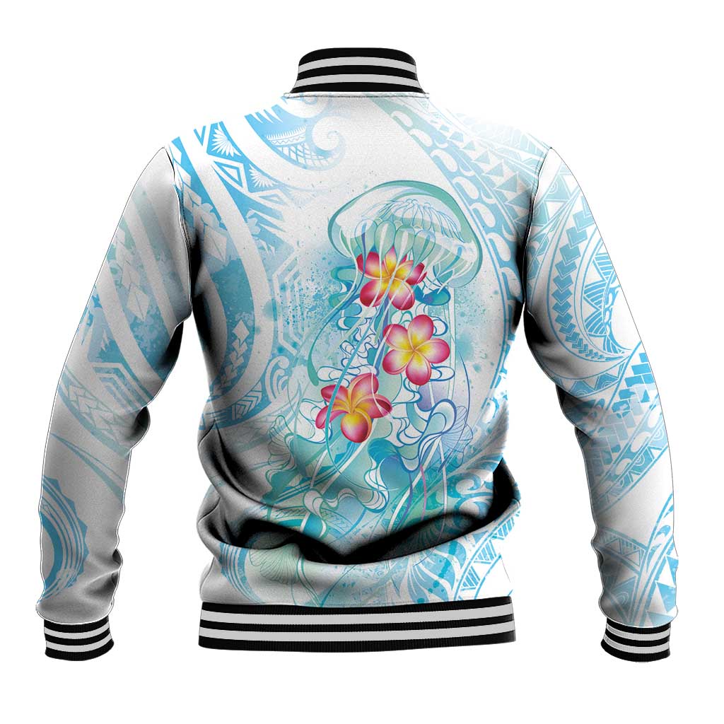 Sea Blue Polynesian Jellyfish Baseball Jacket Watercolor Glows - Polynesian Pride