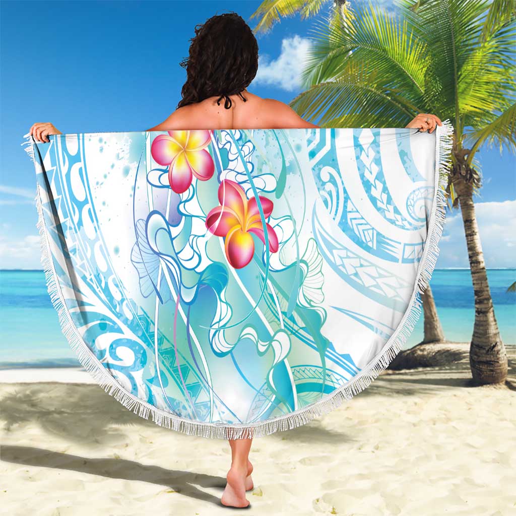Sea Blue Polynesian Jellyfish Beach Blanket Watercolor Glows - Polynesian Pride
