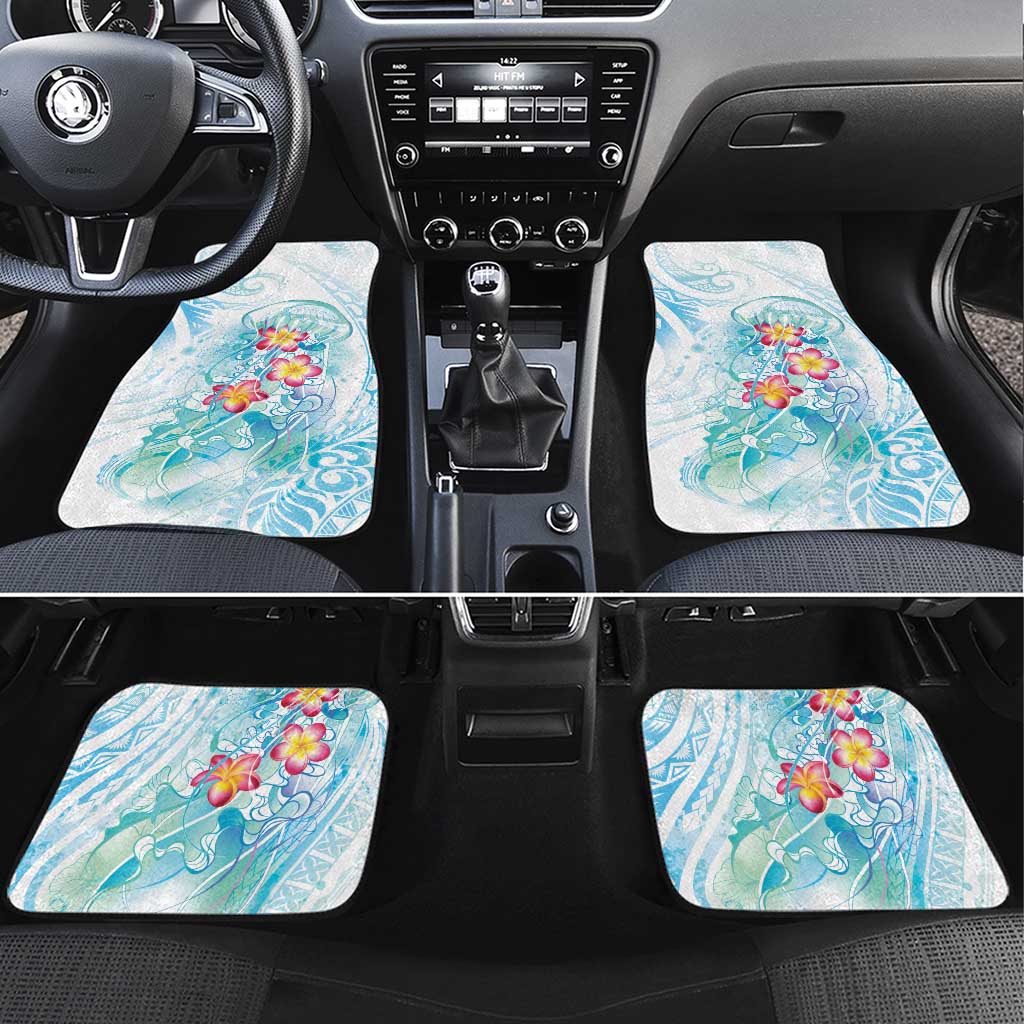 Sea Blue Polynesian Jellyfish Car Mats Watercolor Glows - Polynesian Pride