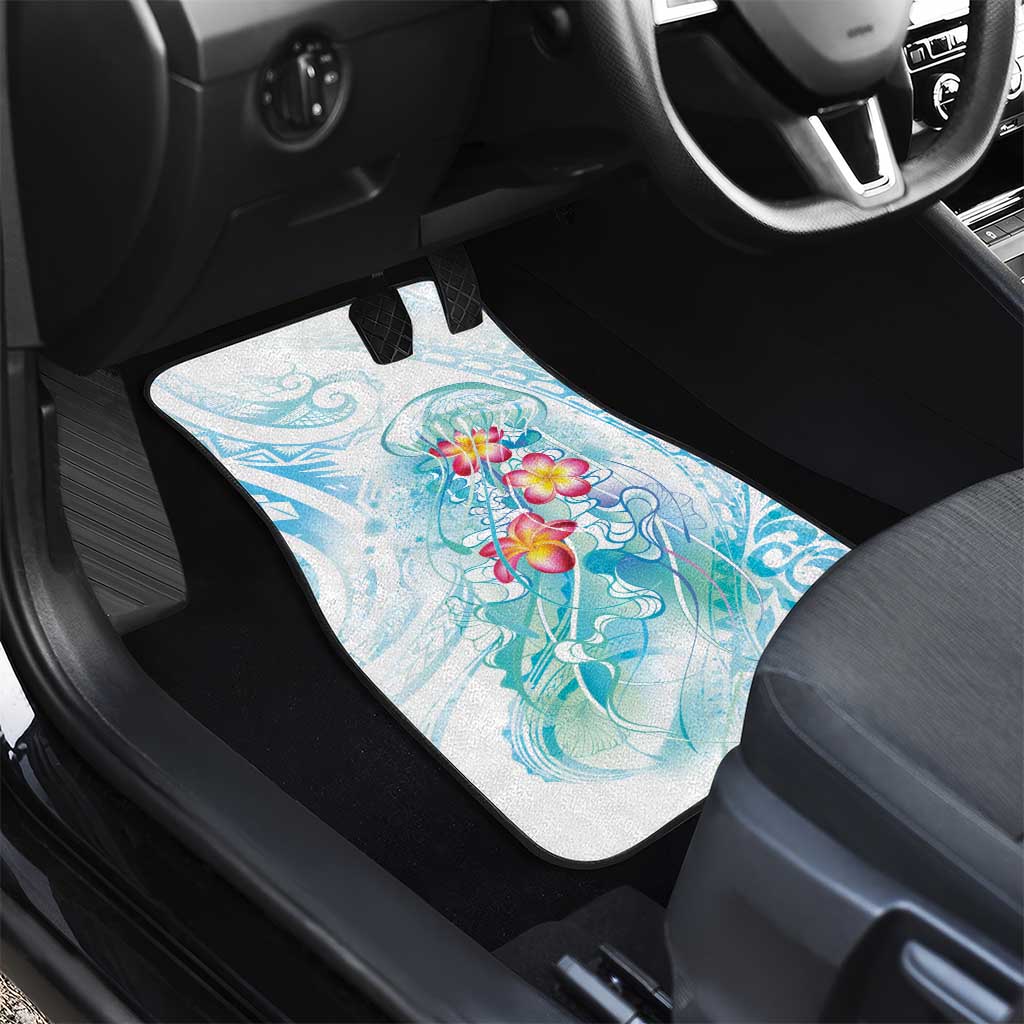 Sea Blue Polynesian Jellyfish Car Mats Watercolor Glows - Polynesian Pride